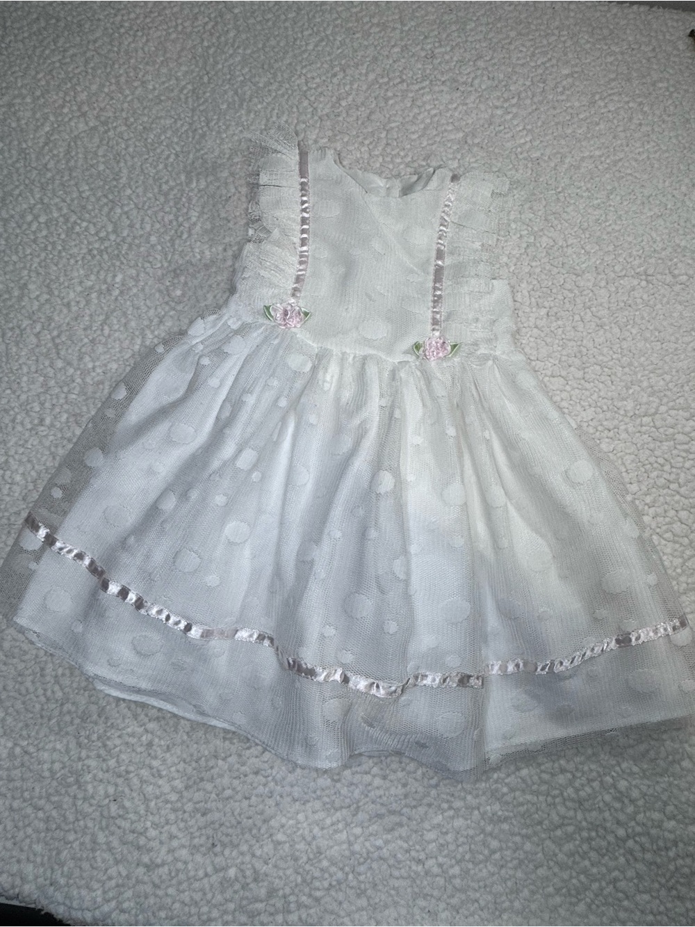Pippa & Julie White Dress with Pink Satin Label